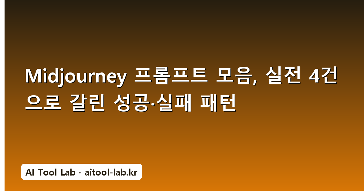 Midjourney 프롬프트 모음, 실전 4건으로 갈린 성공·실패 패턴