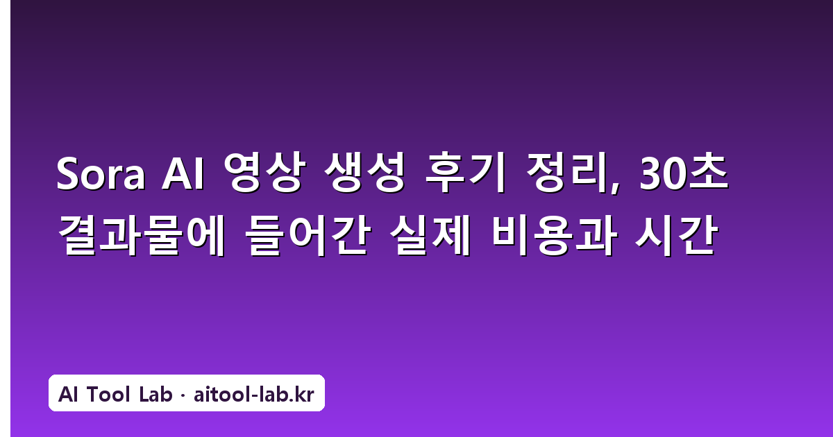 Sora AI 영상 생성 후기 정리, 30초 결과물에 들어간 실제 비용과 시간