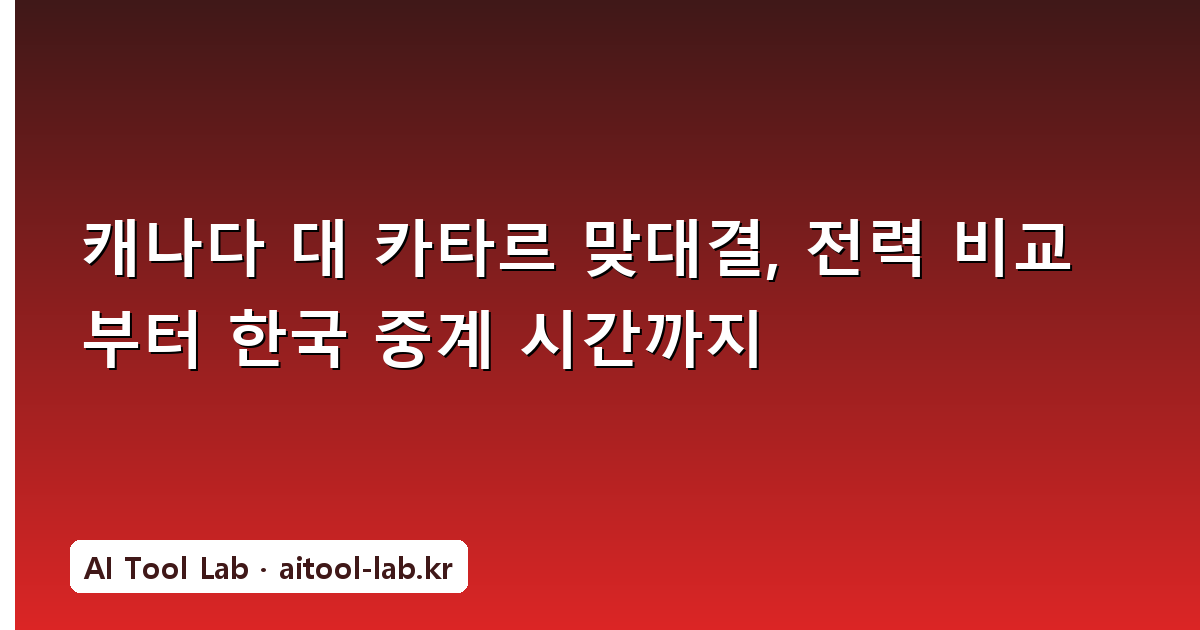 캐나다 대 카타르 맞대결, 전력 비교부터 한국 중계 시간까지